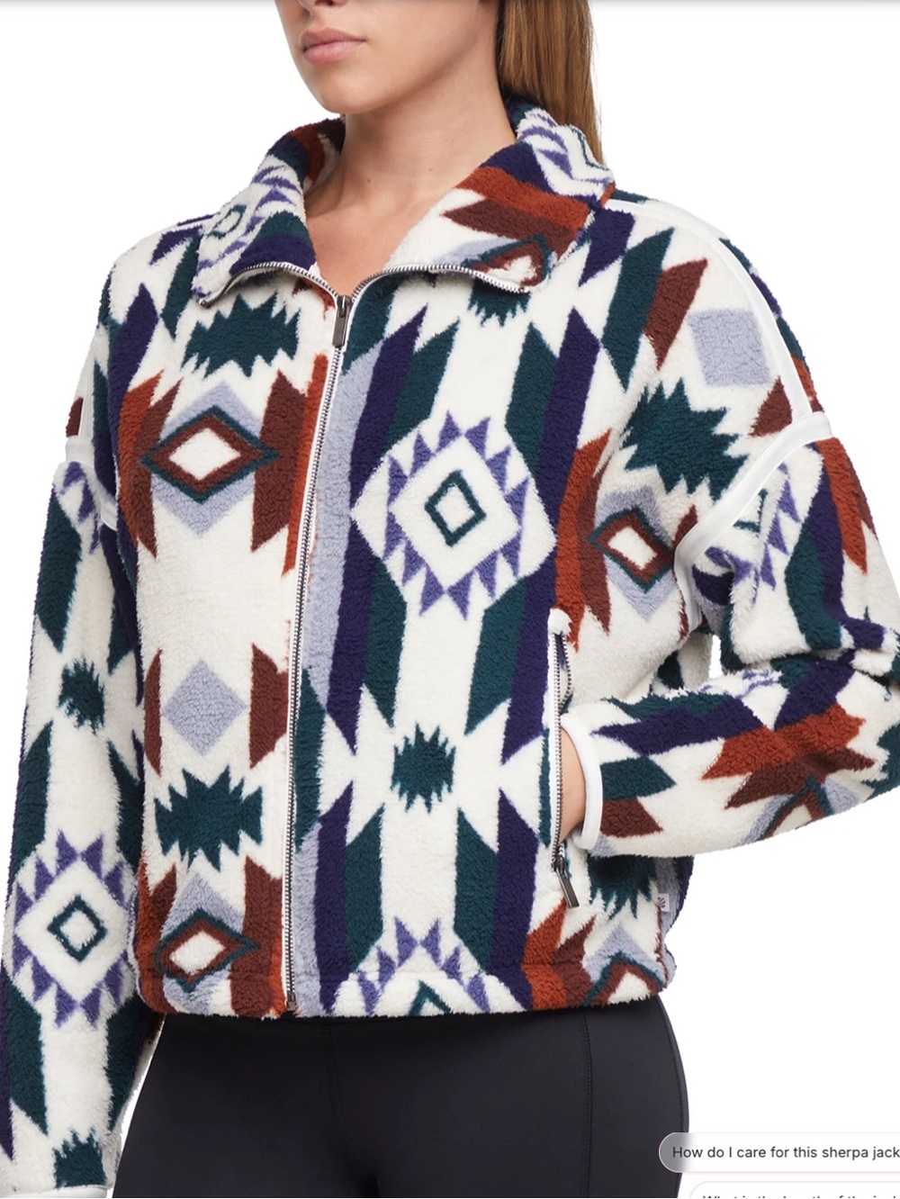 Marika Blair Sherpa Jacket In “ Beacon Blue Aztec Tribal Stripe”